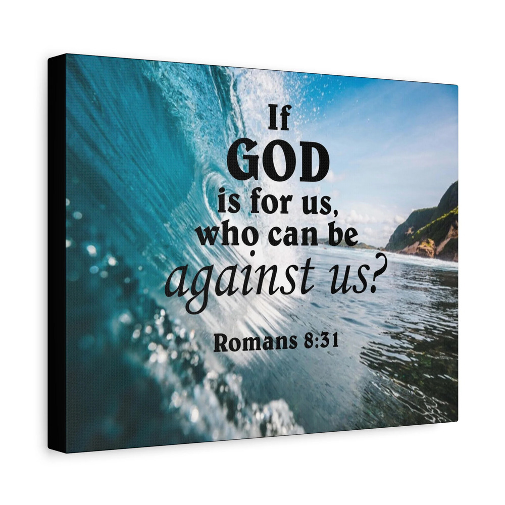 Scripture Canvas Fearless Romans 8:31Christian Wall Art Bible Verse Print Ready